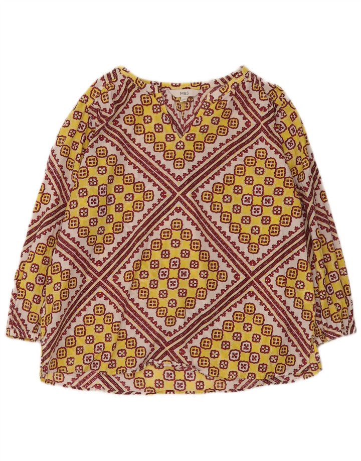 Camicetta con maniche a 3/4 da donna Marks & Spencer UK 12 Giallo medio geometrico