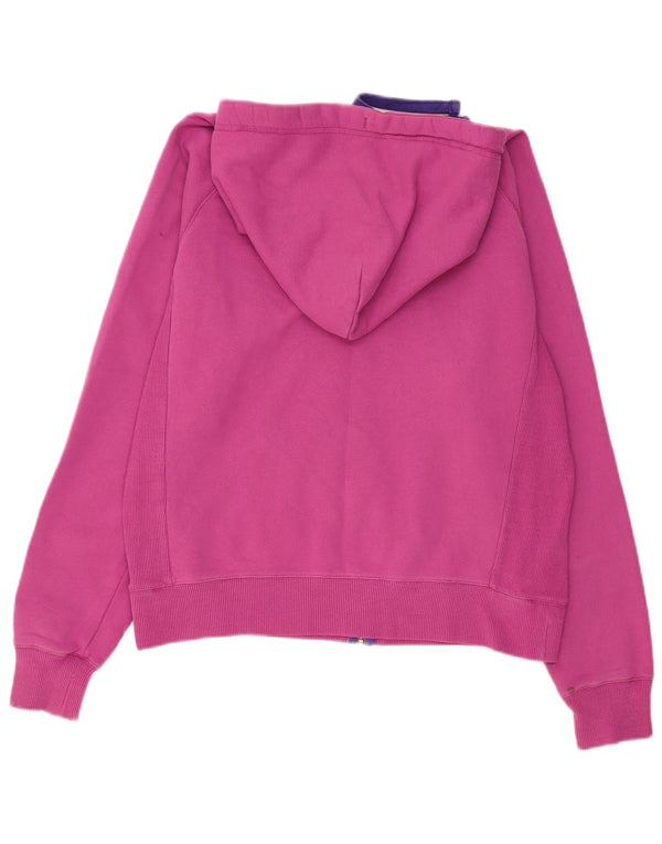 ANIMAL Maglione con cappuccio e zip grafica da donna UK 14 Large Rosa