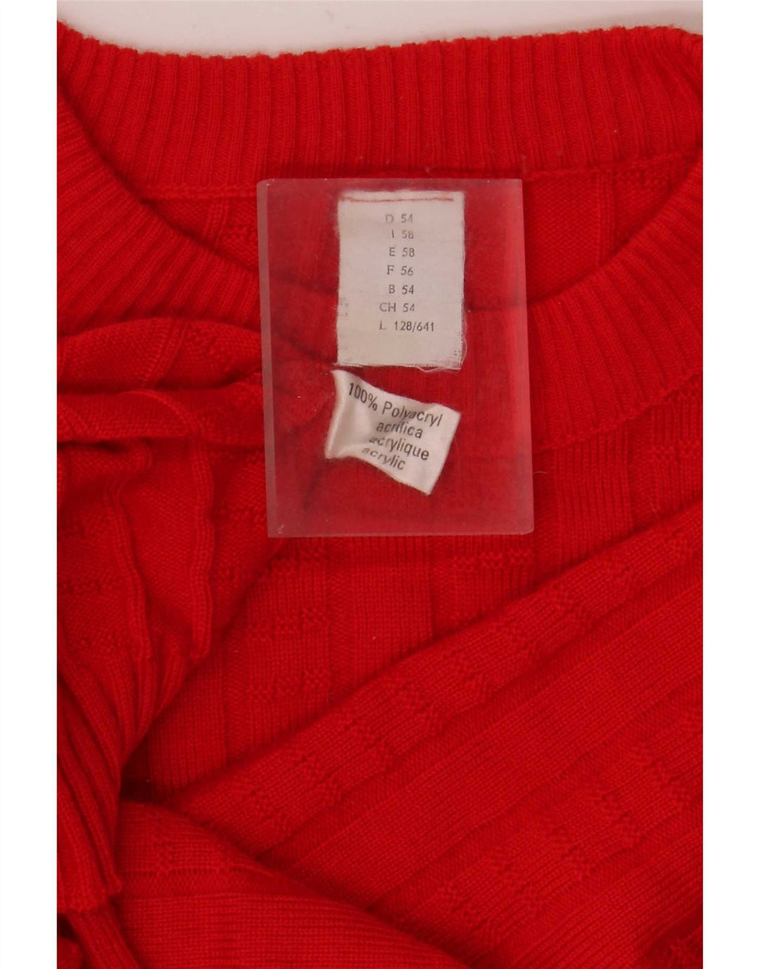 Maglione vintage da uomo girocollo IT 58 3XL rosso poliacrilico