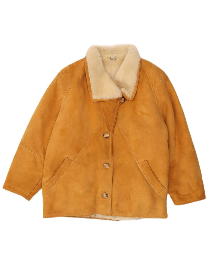 Giacca in shearling vintage da donna IT 46 Shearling marrone grande