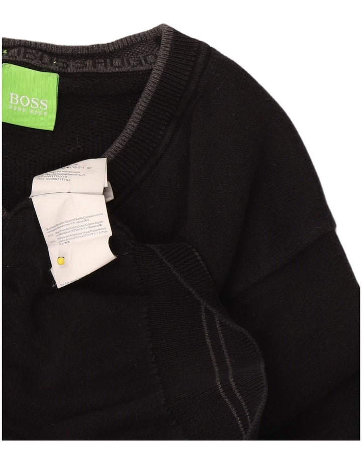 Maglione da uomo con scollo a V Hugo Boss piccolo cotone nero