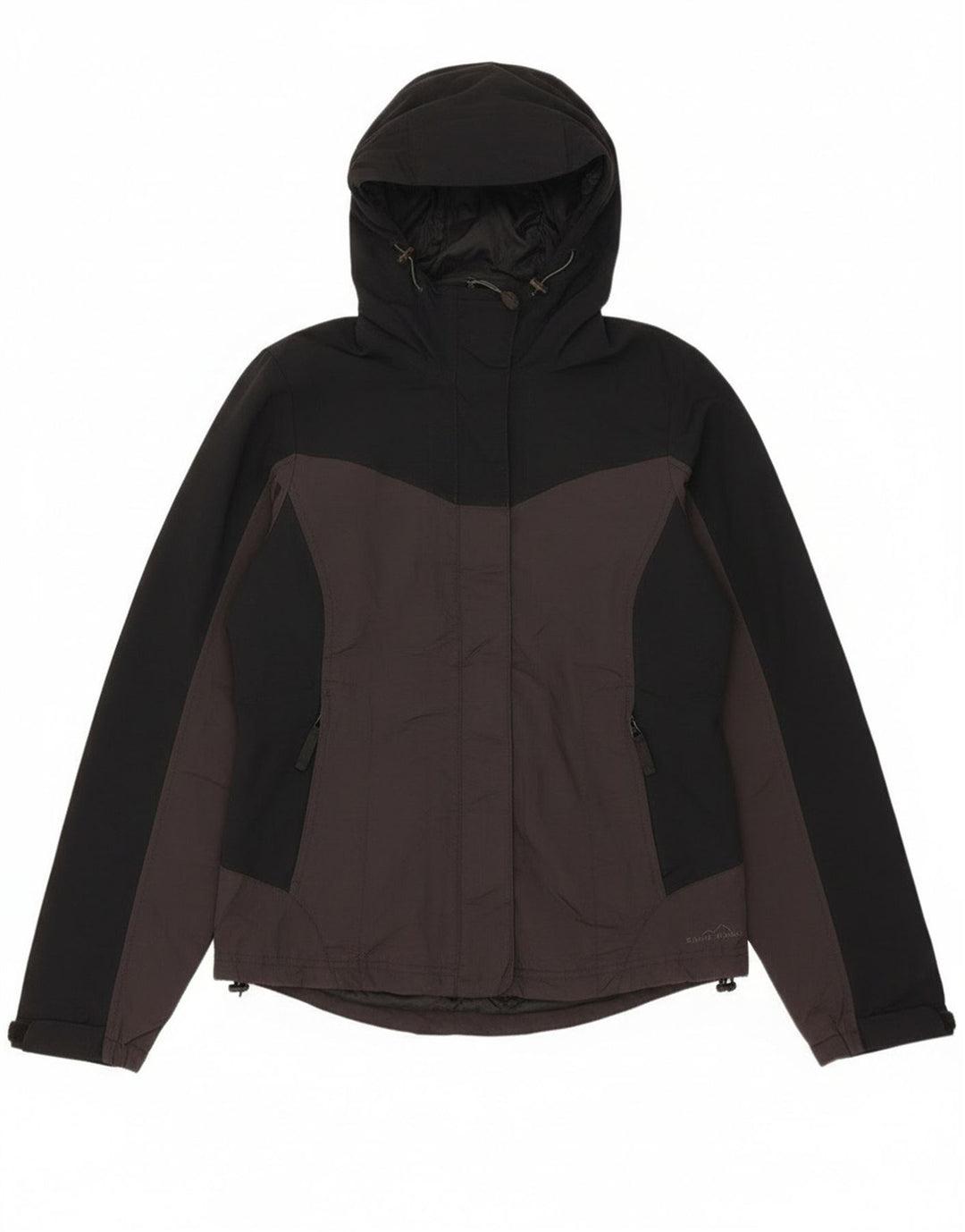 Giacca a vento con cappuccio da donna Eddie Bauer UK 6 XS Black Colourblock