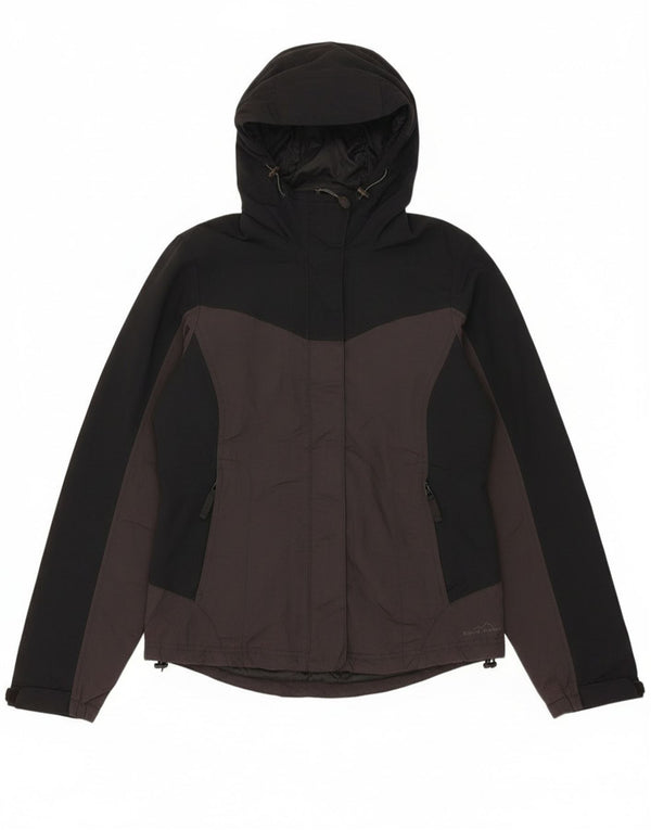 Giacca a vento con cappuccio da donna Eddie Bauer UK 6 XS Black Colourblock