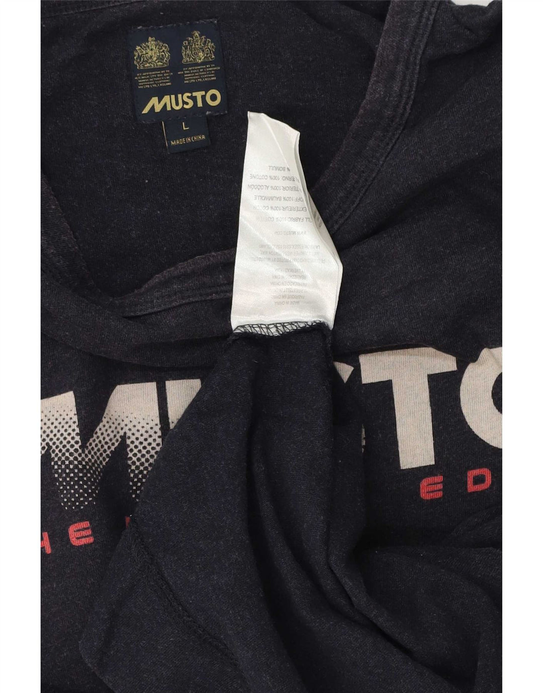 Musto Felpa grafica da uomo Maglione grande cotone blu navy