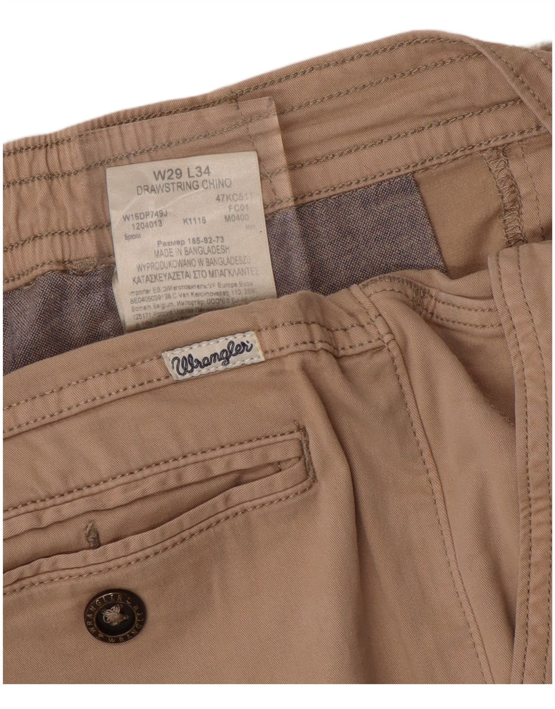 Pantaloni chino slim da uomo Wrangler W29 L34 cotone beige