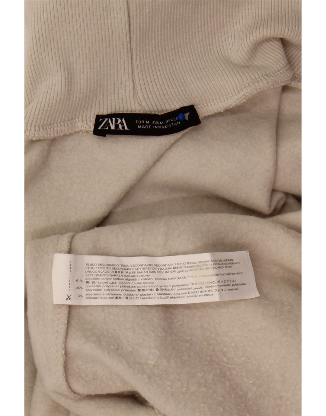 Felpa Zara da donna con collo alto, maglione UK 14, cotone beige medio