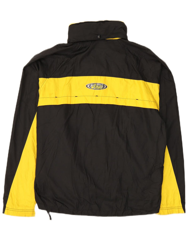 Giacca antipioggia ASICS da uomo con cappuccio UK 40 Large Black Colourblock