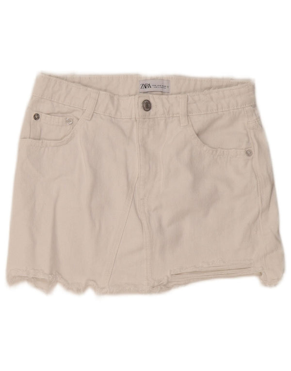Mini gonna di jeans Zara da donna media W28 bianca