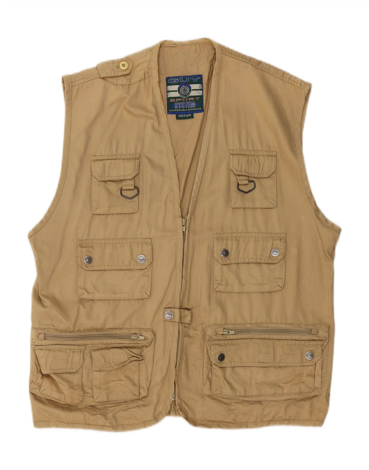 Gilet pratico da uomo vintage UK 38 cotone beige medio