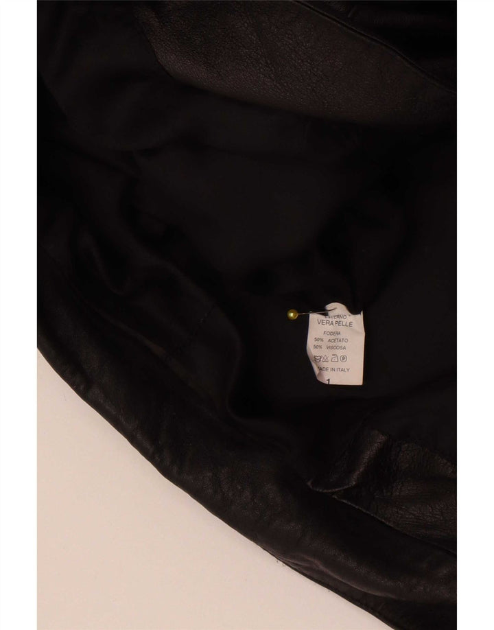 Giacca blazer in pelle vintage da donna a 1 bottone IT 42 media nera