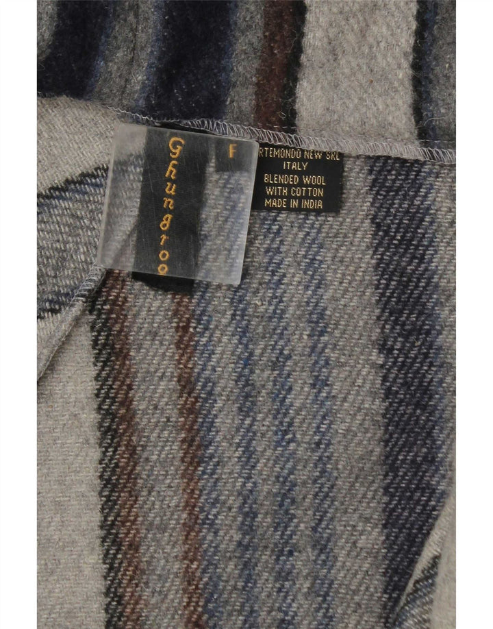 Soprabito aperto da donna vintage UK 20 2XL Lana a righe blu navy