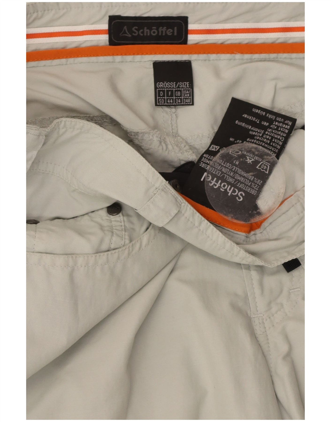 SCHOFFEL Mens Straight Cargo Trousers W34 L33 Grey Polyamide