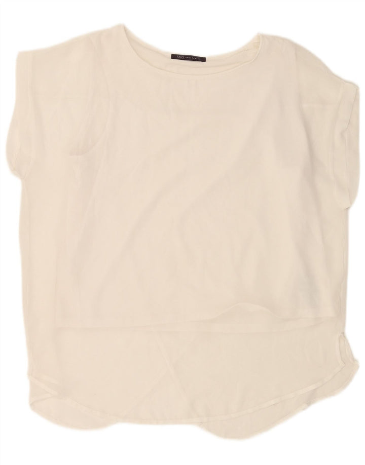 Top camicetta da donna Marks & Spencer UK 18 XL poliestere bianco sporco
