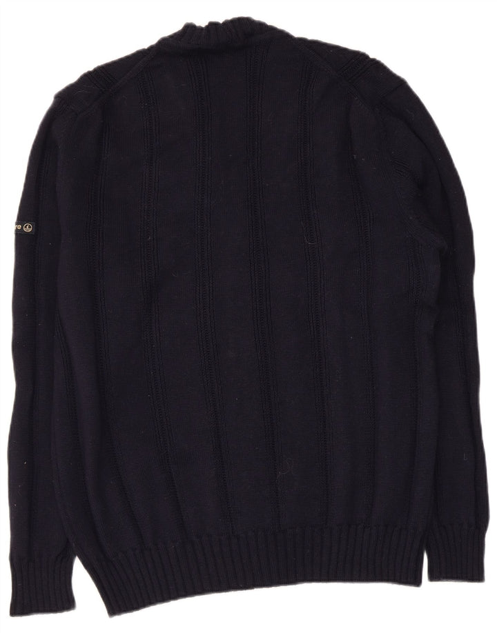 Maglione cardigan da uomo Navigare lana media blu navy