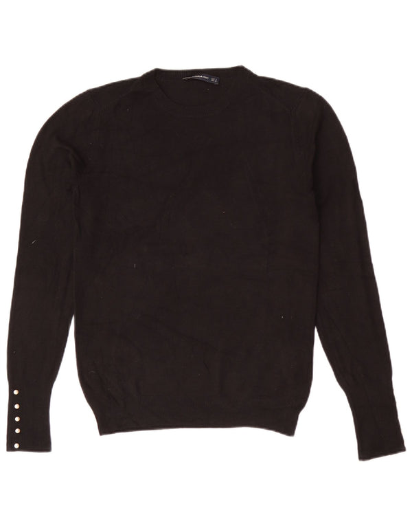 Maglione maglione girocollo da donna Zara UK 12 viscosa nera media