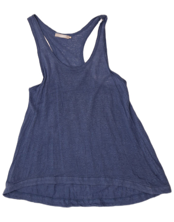 Top tunica senza maniche da donna Stefanel UK 12 Lino blu medio