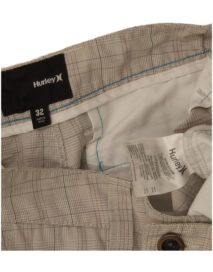 Pantaloncini cargo da uomo Hurley W32 in poliestere a quadri grigio medio