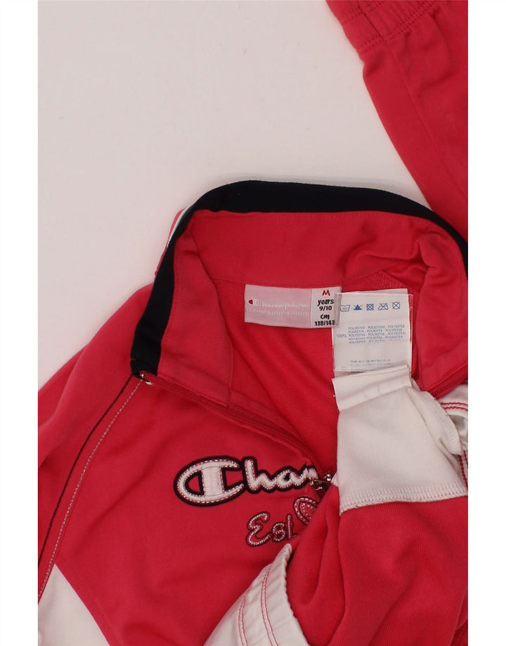CHAMPION Girls Tracksuit Top Jacket 9-10 Years Medium Pink Colourblock Vintage Champion and Second-Hand Champion from Messina Hembry 