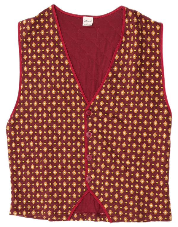 Gilet vintage da uomo grande bordeaux geometrico