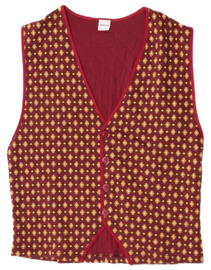 Gilet vintage da uomo grande bordeaux geometrico
