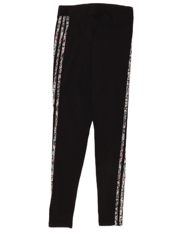 Leggings grafici da donna Adidas UK 12 cotone floreale nero medio