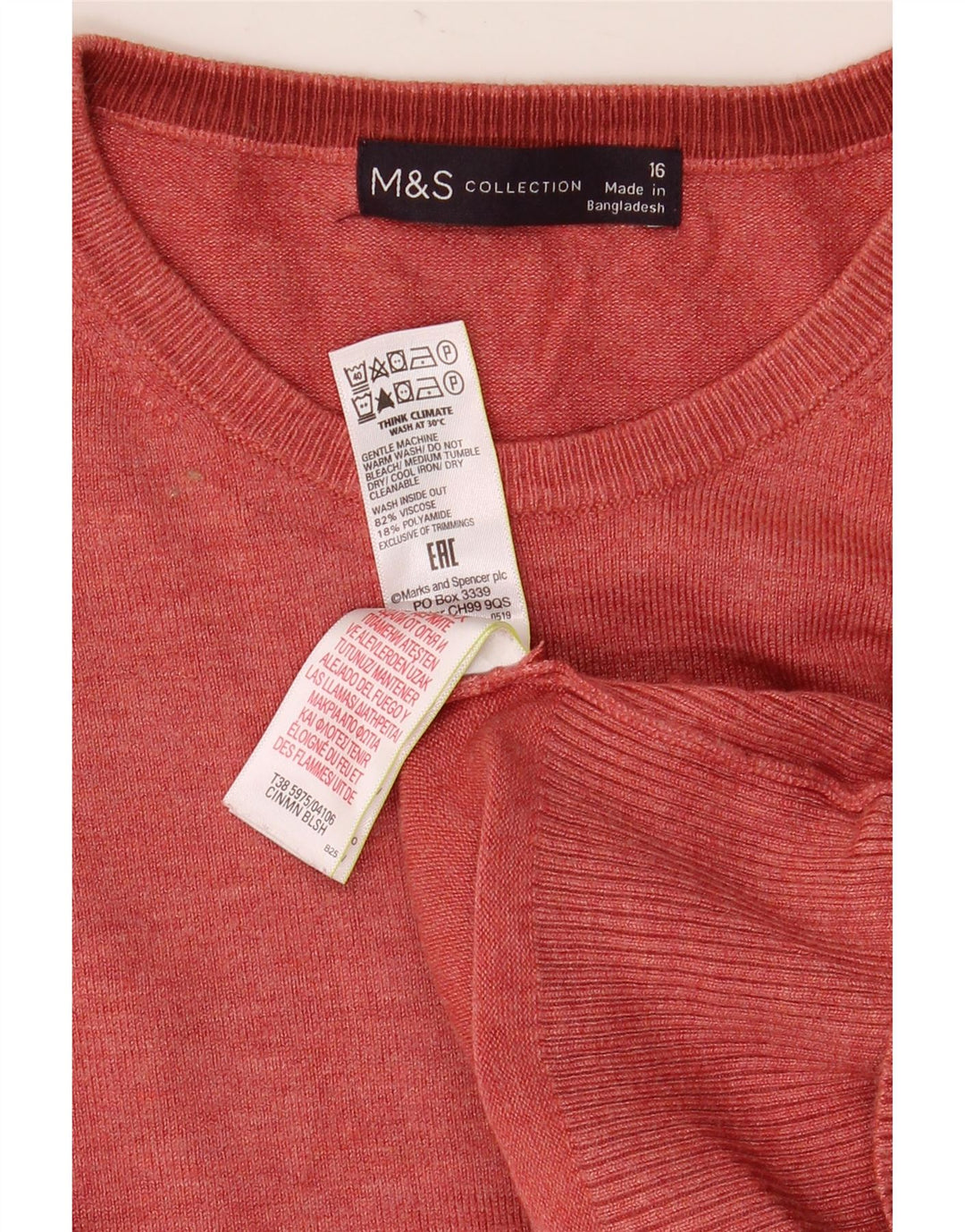 Maglione girocollo corto da donna Marks & Spencer UK 16 grande rosso