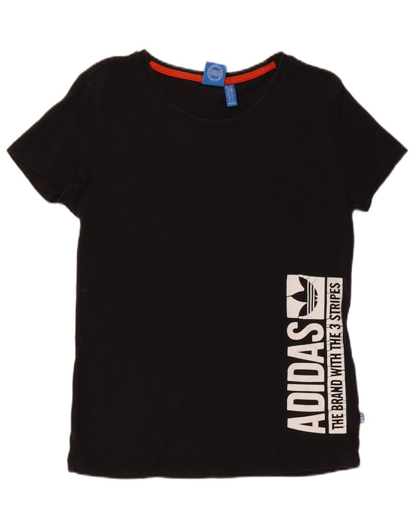 T-shirt grafica da donna Adidas Top UK 10 piccola in cotone nero