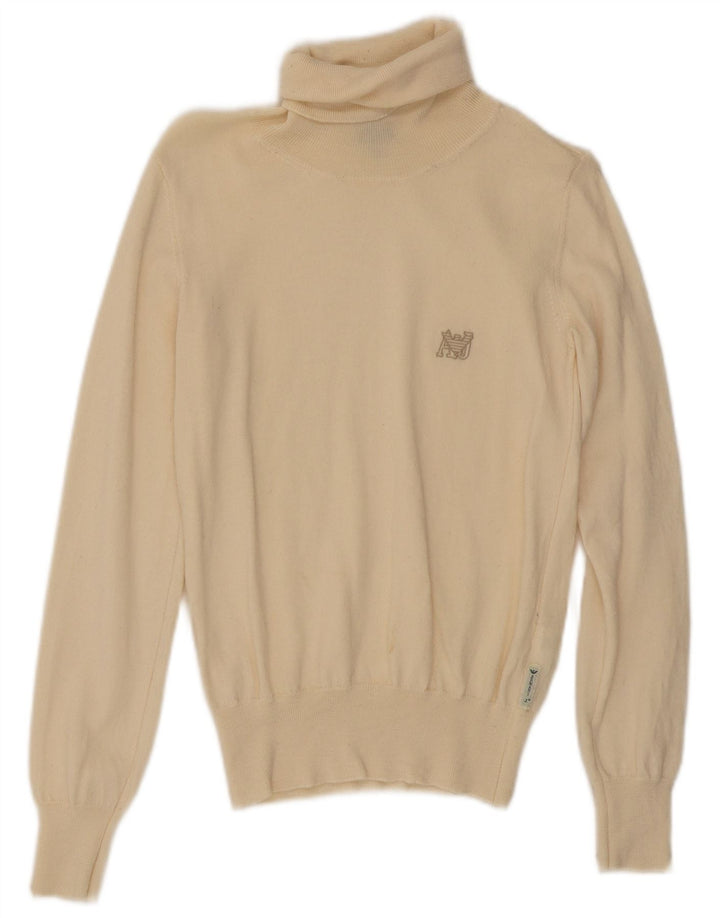 Maglione maglione a collo alto da donna Armani Jeans UK 12 Lana beige medio