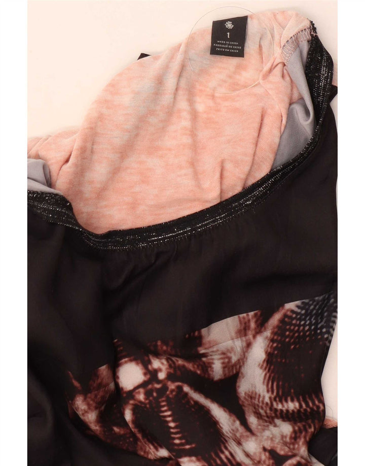 Top grafico da donna Scotch & Soda manica 3/4 taglia 1 piccolo blocco colore nero
