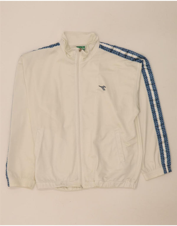 Giacca da tuta grafica da uomo Diadora UK 42 Large White Colourblock