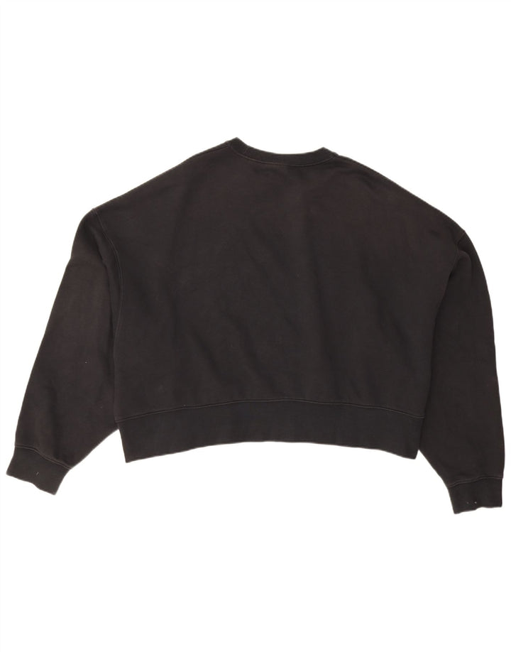 Felpa corta oversize da donna Nike, maglione UK 14, cotone nero medio