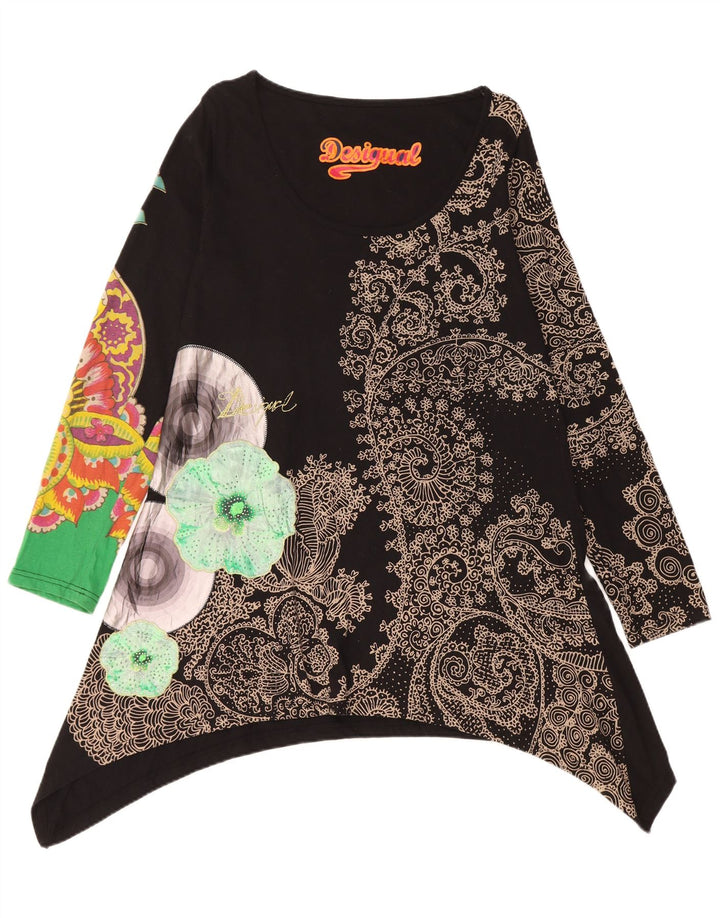 DESIGUAL Abito grafico asimmetrico da donna UK 14 Medium Black Paisley