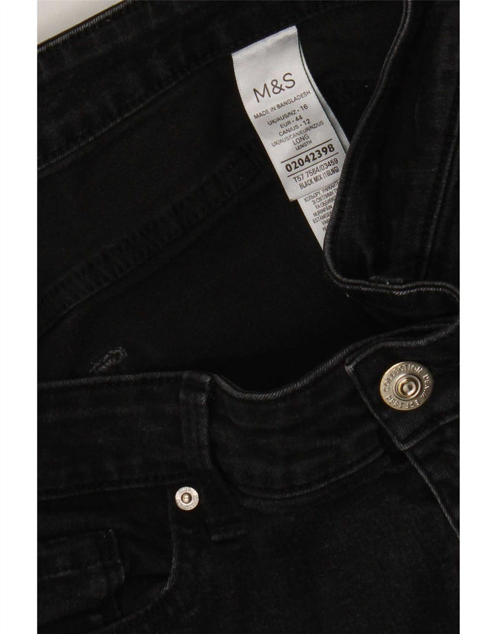 Jeans slim da donna Marks & Spencer UK 16 Large W36 L29 Cotone nero