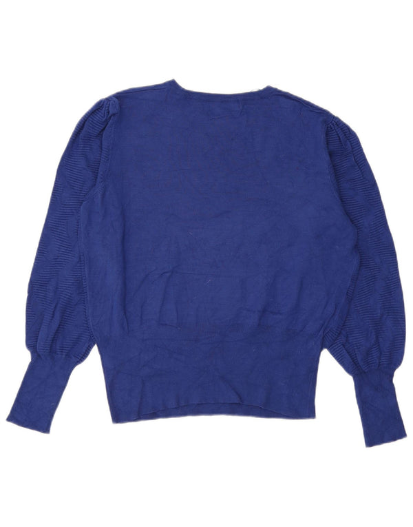 Maglione maglione girocollo da donna Marks & Spencer UK 14 grande viscosa blu