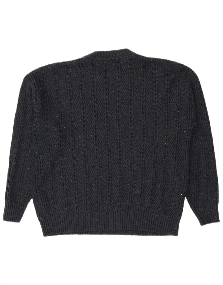 Maglione maglione girocollo da uomo Marks & Spencer grande blu navy screziato
