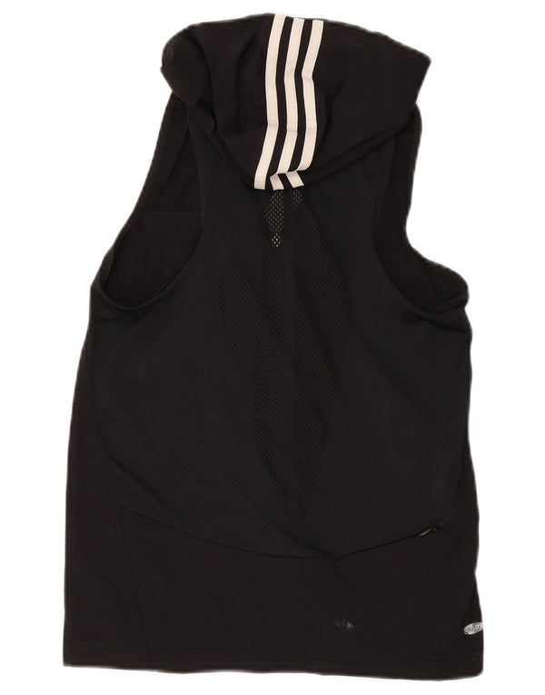 Top da tuta senza maniche con cappuccio da donna Adidas UK 6 XS nero a righe