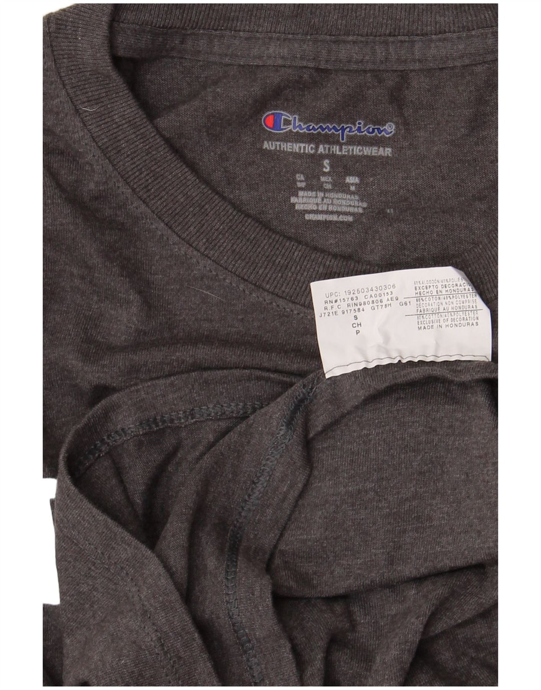 Champion Top grafico da uomo a maniche lunghe in cotone grigio piccolo
