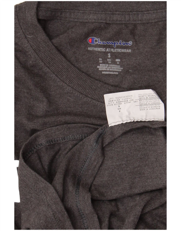 Champion Top grafico da uomo a maniche lunghe in cotone grigio piccolo