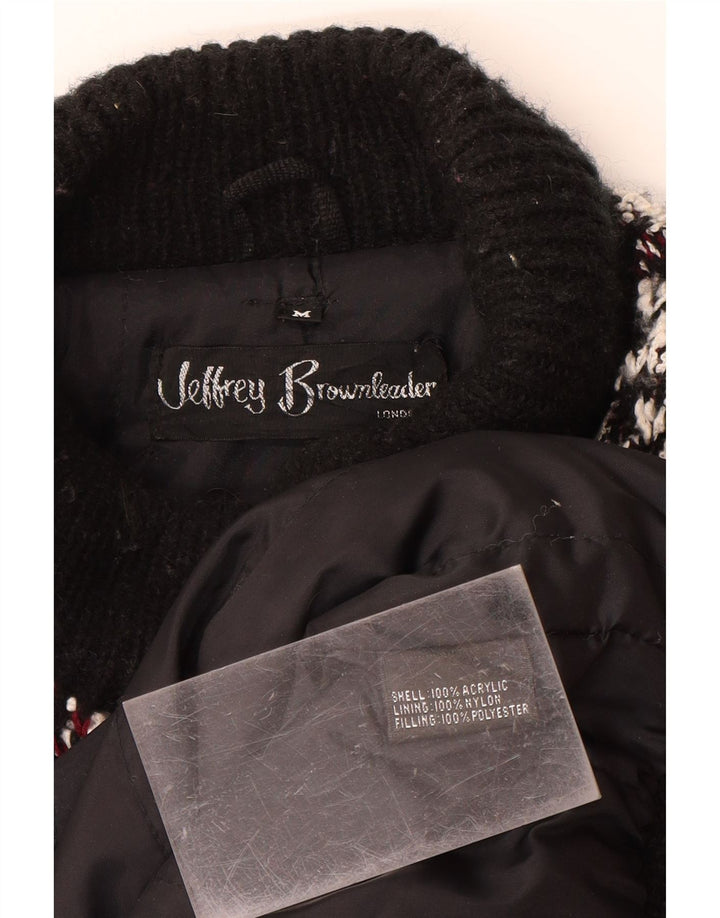 JEFFREY BROWNLEADER Cappotto in maglia da donna UK 14 Acrilico floreale nero medio