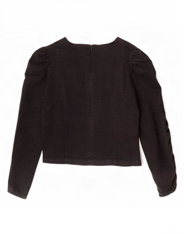 Camicetta corta a maniche lunghe da donna Zara UK 12 cotone nero medio