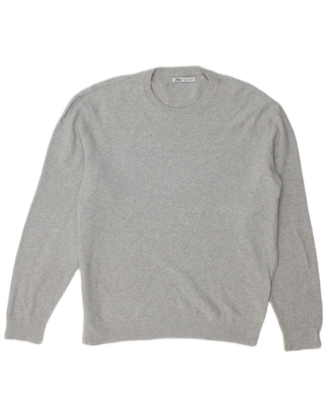 Maglione maglione girocollo da uomo Zara in cotone grigio medio