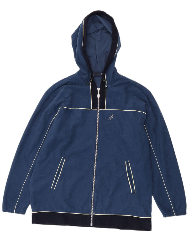 Felpa con cappuccio e zip Asics da uomo, grande, color block blu navy