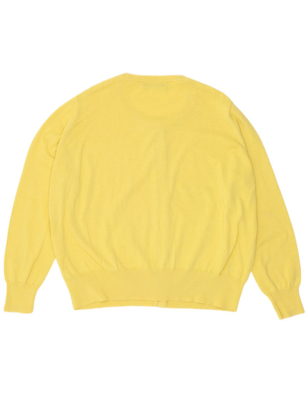 Maglione cardigan da donna Marks & Spencer UK 20 2XL cotone giallo