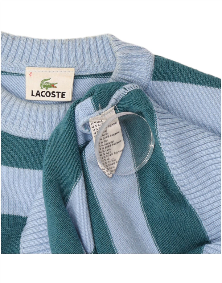 Maglione maglione girocollo da uomo Lacoste taglia 4 lana a righe blu medio
