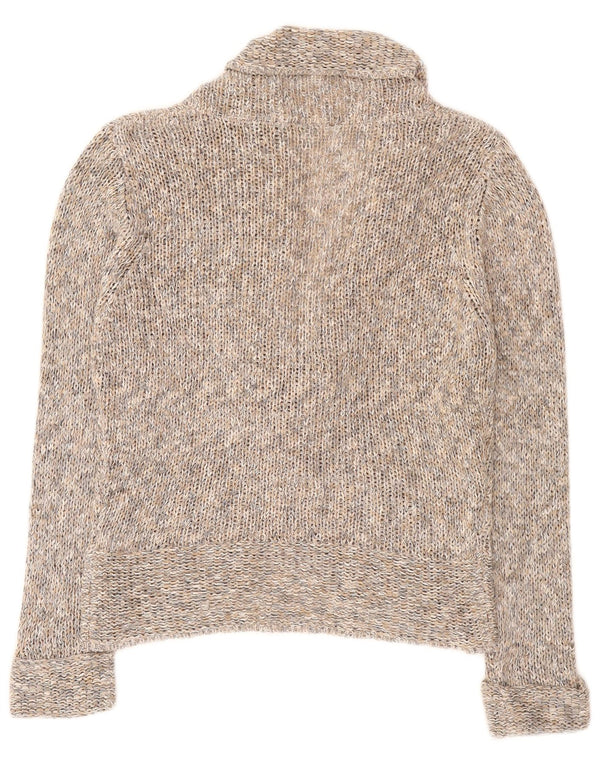 Maglione cardigan con cravatta frontale da donna Marks & Spencer UK 14 grande grigio screziato