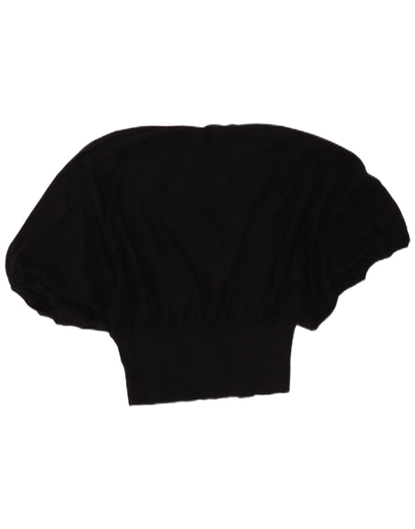 Oasis Maglione da donna a maniche corte con scollo a barca UK 10 Piccolo cotone nero