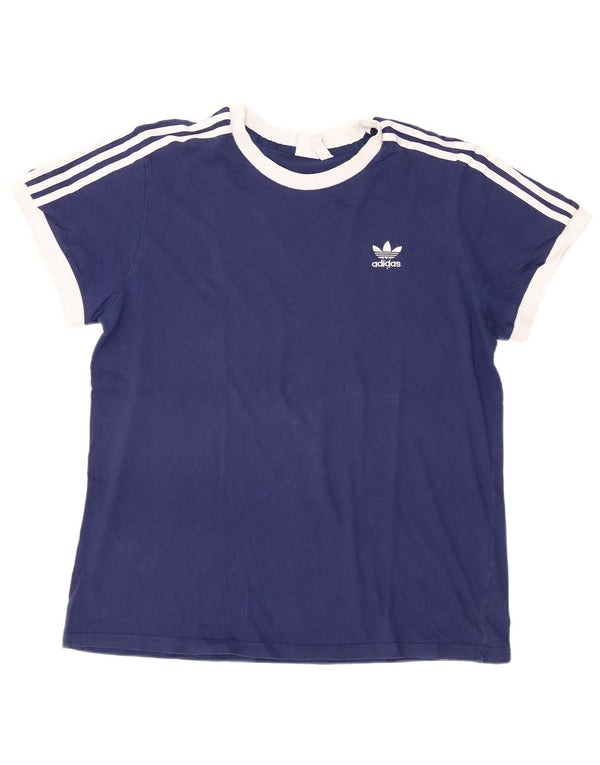 T-shirt da donna Adidas Top UK 18 XL cotone blu