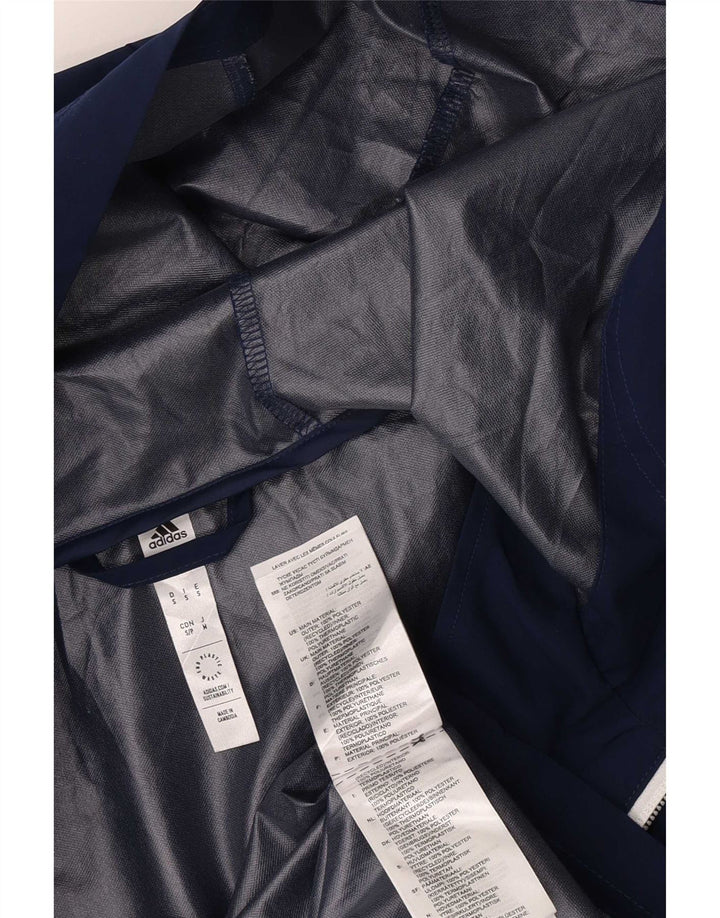 Giacca antipioggia da uomo Adidas con cappuccio UK 36 Small Blu Navy Poliestere