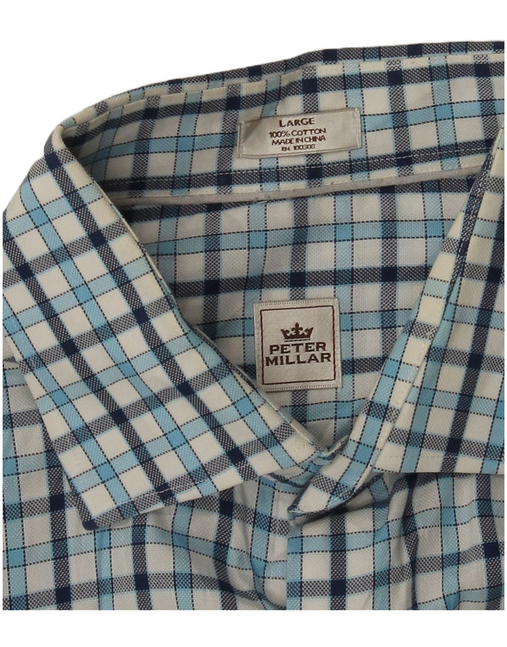 Camicia da uomo Peter Millar in cotone a quadri grandi blu