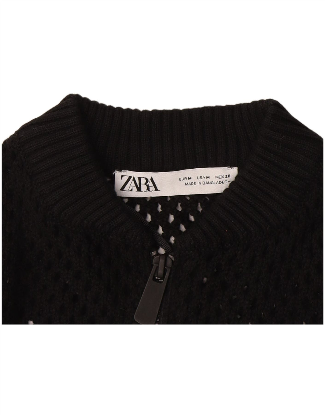 Maglione cardigan trasparente corto da donna Zara UK 12 medio nero